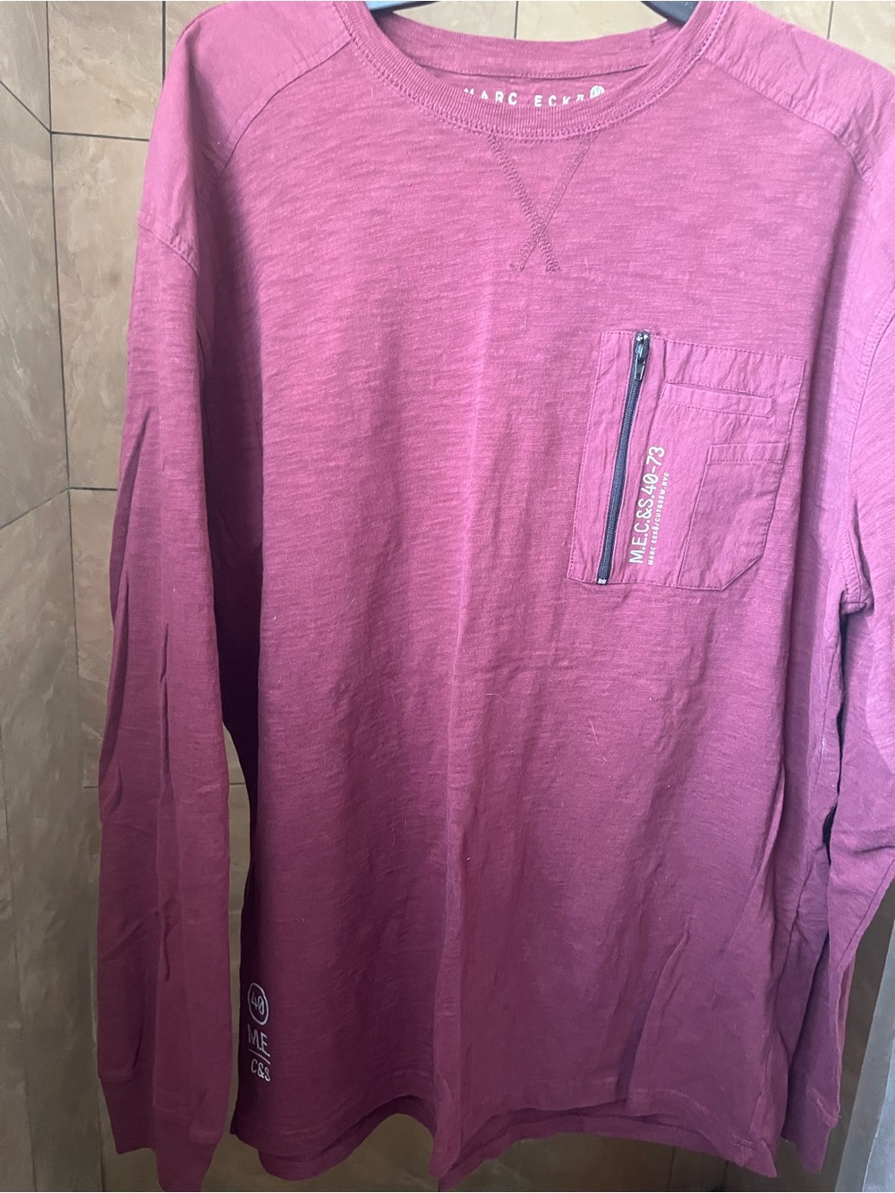 Marc Ecko Men’s Long-Sleeve Zip Pocket Shirt - Dusty Rose